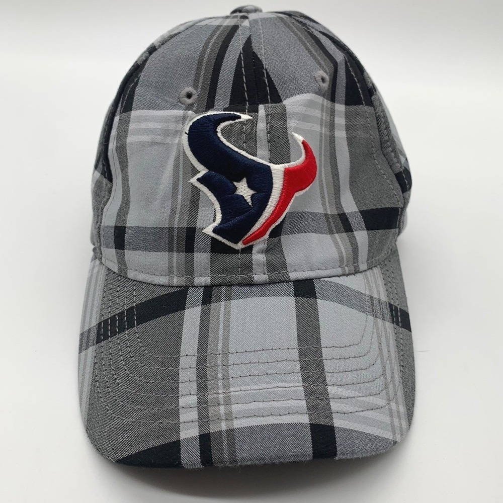 NFL Team Apparel Houston Texans Hat Mens OSFM Grey Black Plaid Embroidered‎ Logo